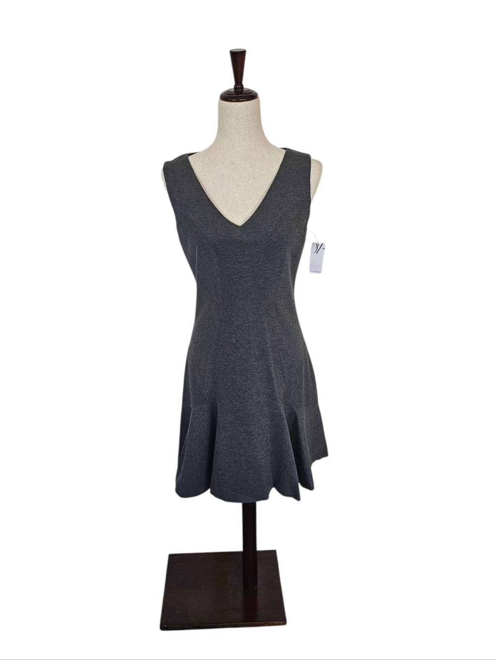 Diane Von Furstenberg Gray Sleeveless  V-Neck Fit Flare Work Mini Dress‎ 10 NWT - Picture 2 of 10